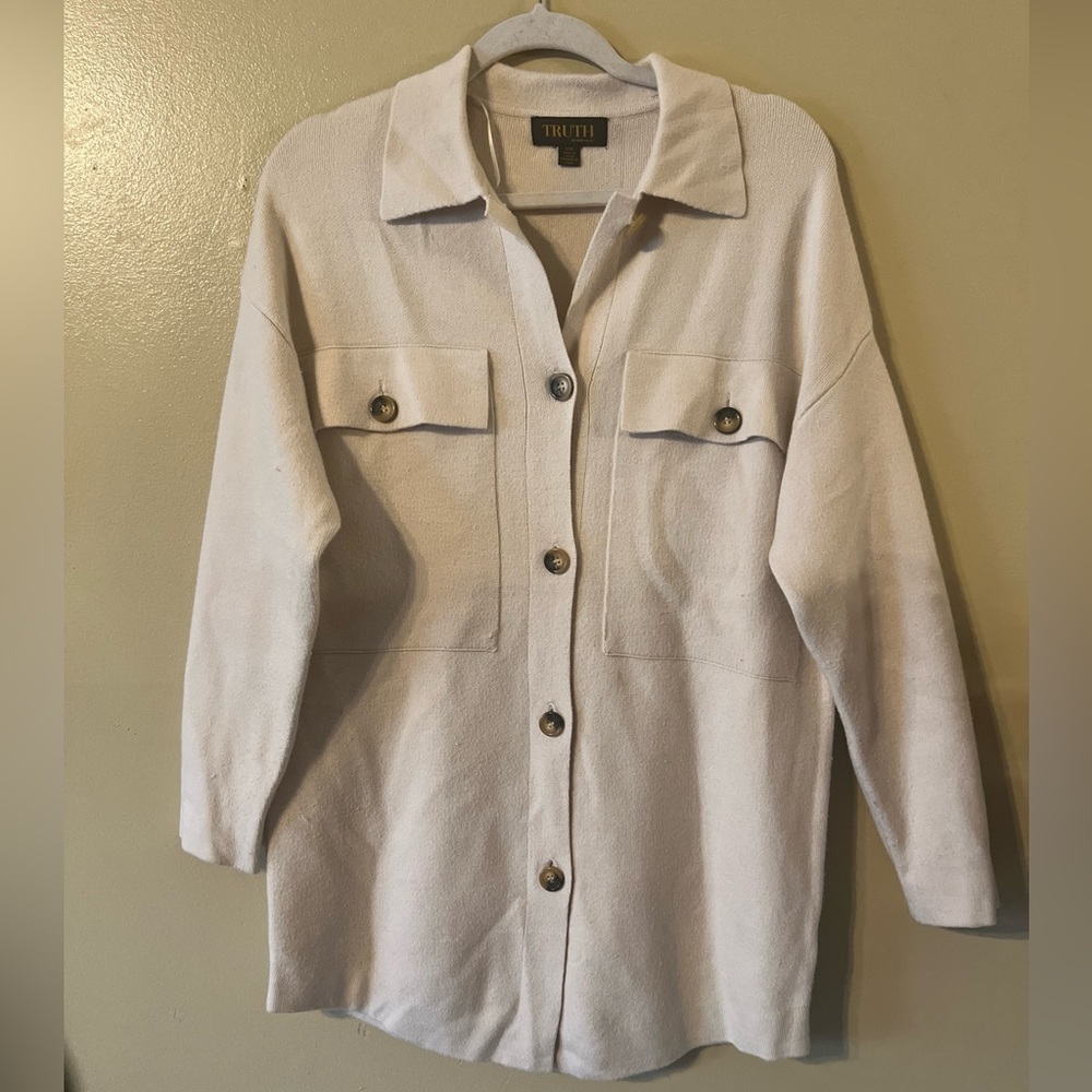 Truth by Republic Womens Shacket Shirt Jacket Sweater Casual S/p  Button Front K